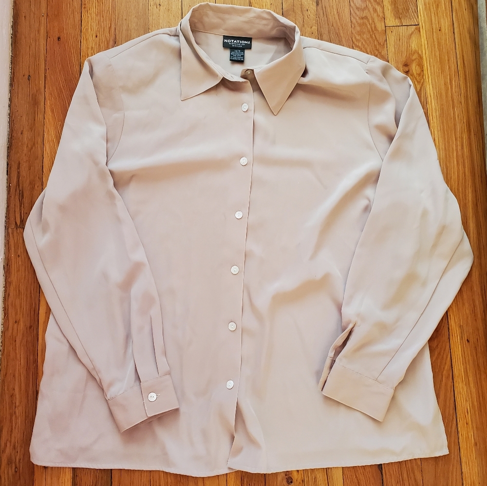Beige Tan Long Sleeve Blouse